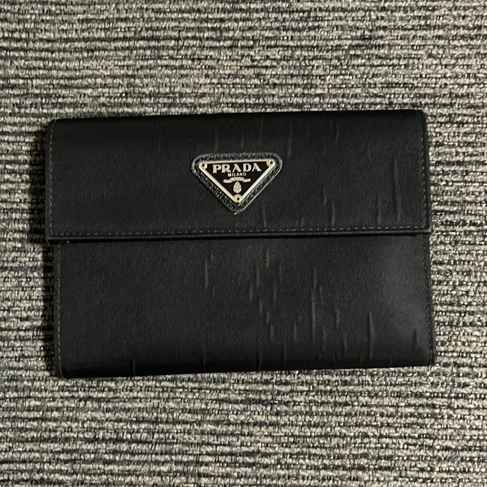 Authentic PRADA Tessuto Black Nylon Trifold  Wallet